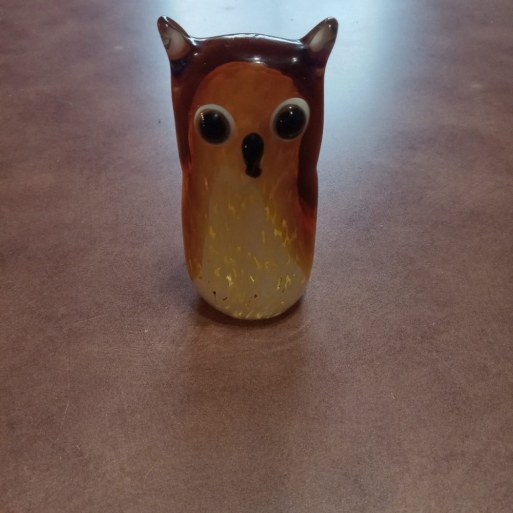 Hand Blown Glass Owl Sculpture